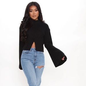 Black cut out turtleneck sweater